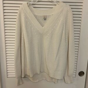 A New Day Cream V-Neck Sweater plus size